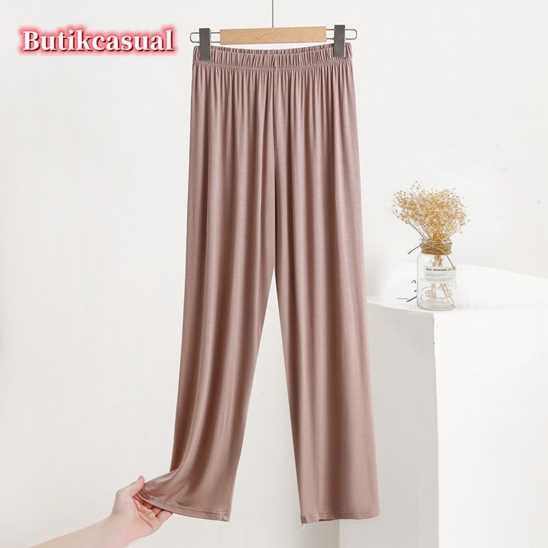 Quần Dài Cotton Lưng Thun Cao Dáng Rộng Có Túi Thời Trang Mùa Hè 2023 Mới Cho Nữ