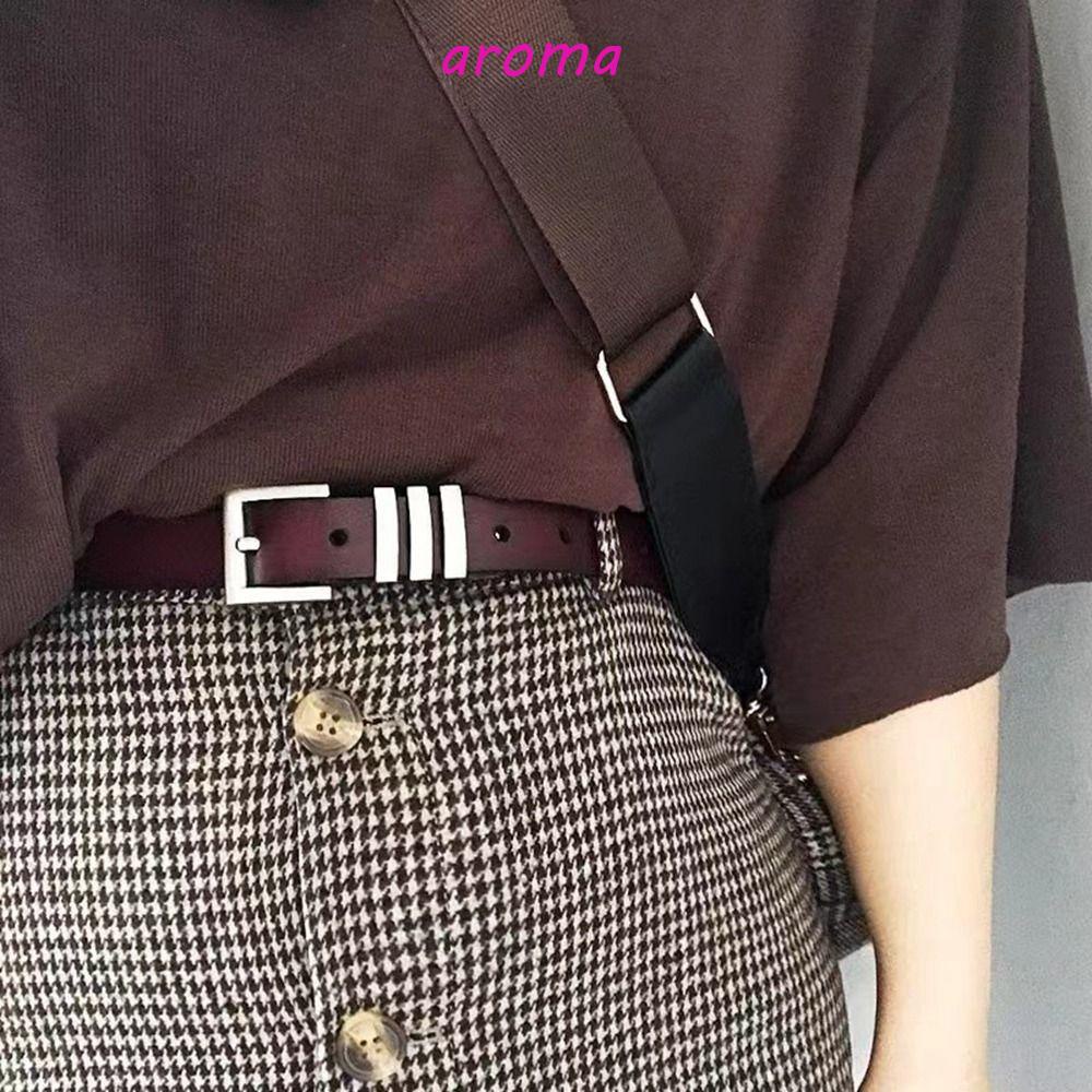 Thắt Lưng Da PU Màu Trơn Khóa Vuông Độc Đáo Thời Trang Cho Nữ