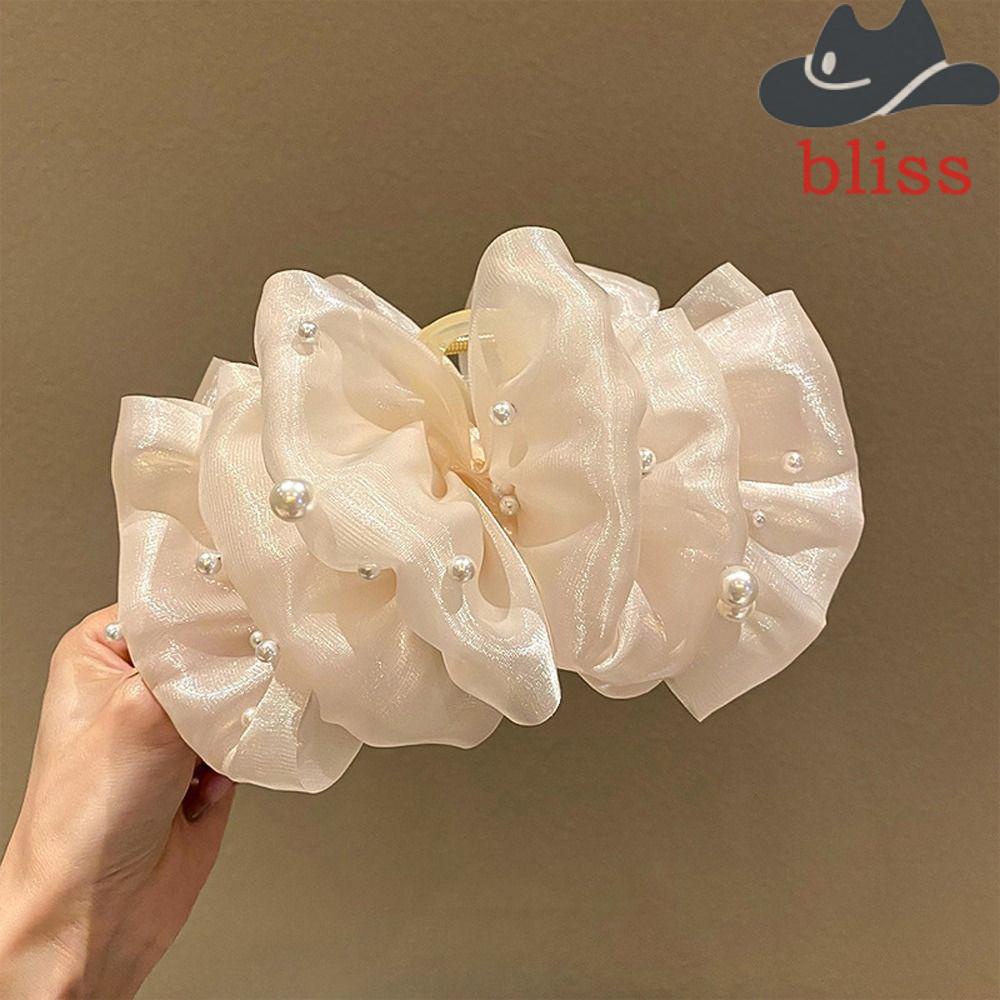 Kẹp Tóc Càng Cua Đính Nơ Lưới Nhiều Lớp Phong Cách Hàn Quốc Ngọt Ngào Cho Nữ