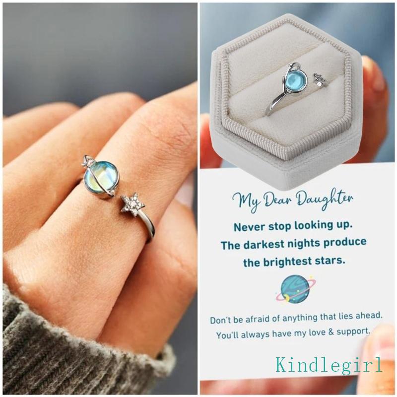 Nhẫn Thiết Kế Mở Hình Ngôi Sao Và Mặt Trăng Phong Cách Hàn Quốc