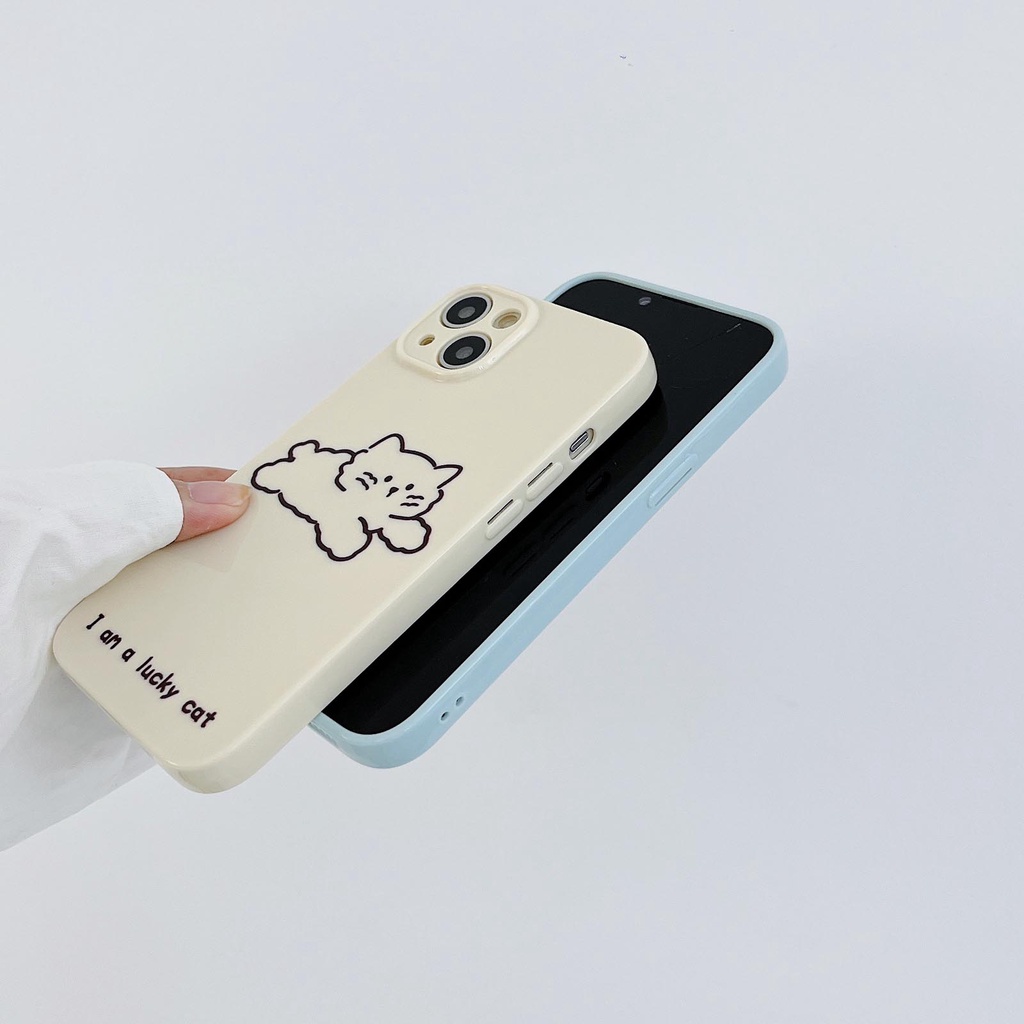 Ốp Điện Thoại Mềm Hình Mèo Hoạt Hình Đơn Giản Chống Sốc Cho iphone 12 13 11 14 Pro Max 12Pro 13Pro