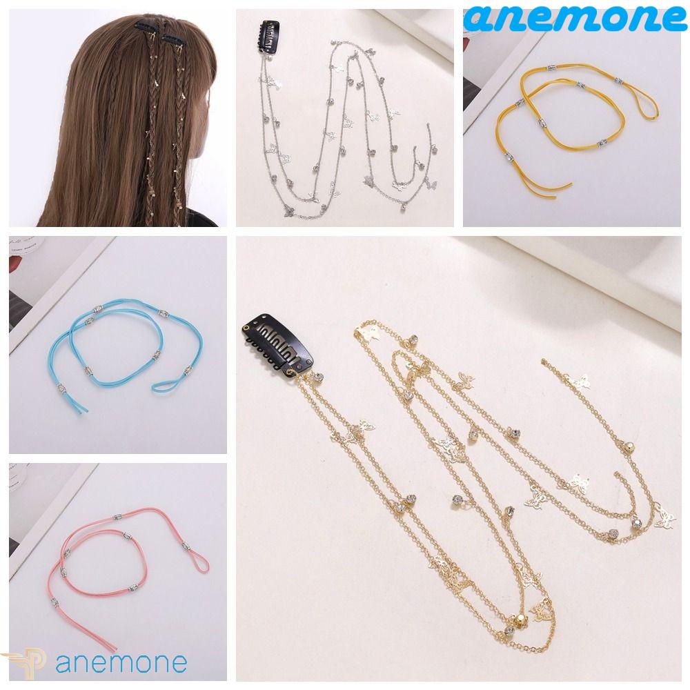 Dây Cột Tóc Ruy Băng Dài Hình Bướm Màu Hồng Lấp Lánh|Kẹp Tóc Dạng Chuỗi Xinh Xắn Dành Cho Nữ