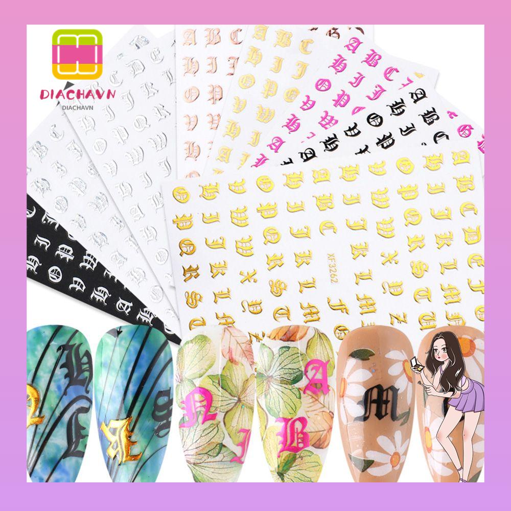 Hình Dán Móng Tay Chữ Tiếng Anh Màu Laser Mới|Đề Can Dán Trang Trí Xe Hơi Độc Đáo Tiện Dụng