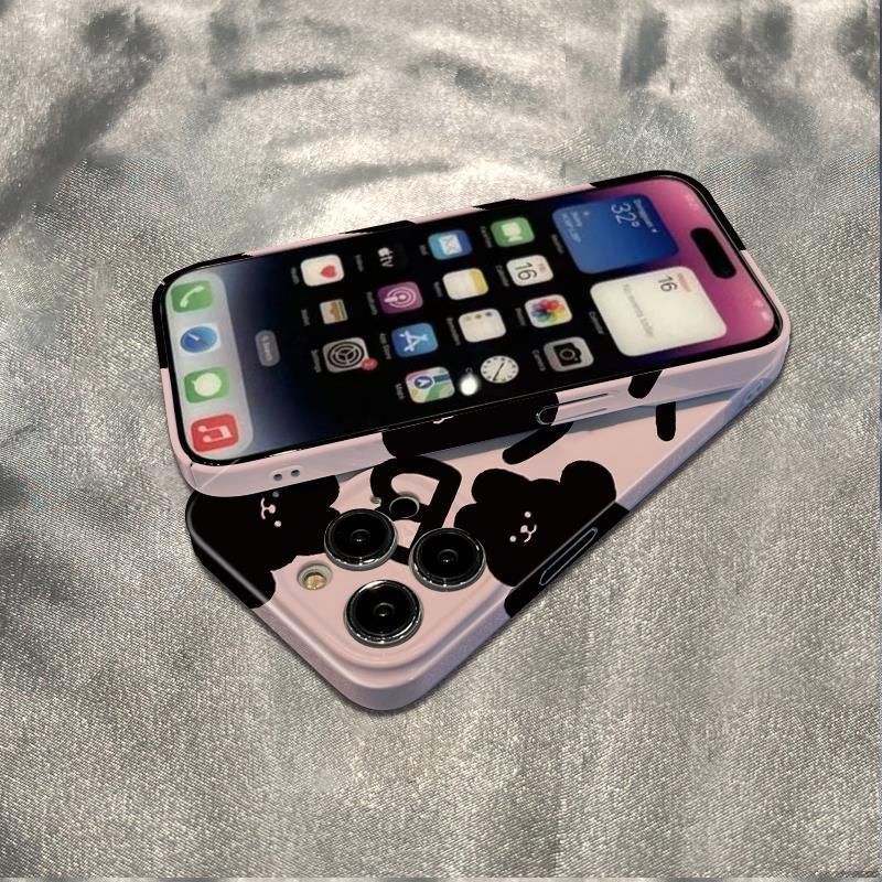 Ốp Điện Thoại Dẻo Màu Đen / Hồng Họa Tiết Chú Thỏ Dễ Thương Chống Sốc Cho iPhone1211max 78 14pro 6In 13