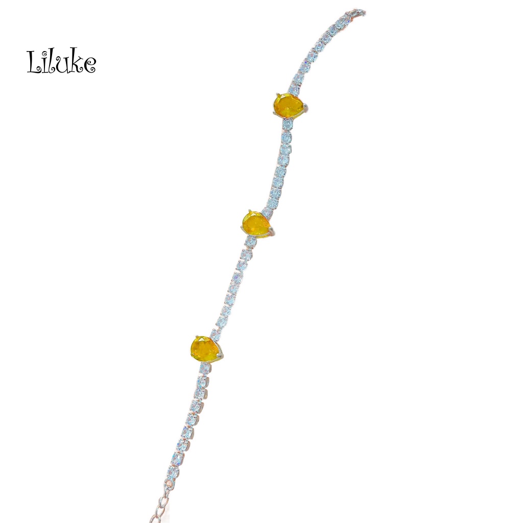 Vòng Tay Hợp Kim Mạ Vàng Trang Trí Đá Hình Giọt Nước Xinh Xắn Cho Nữ