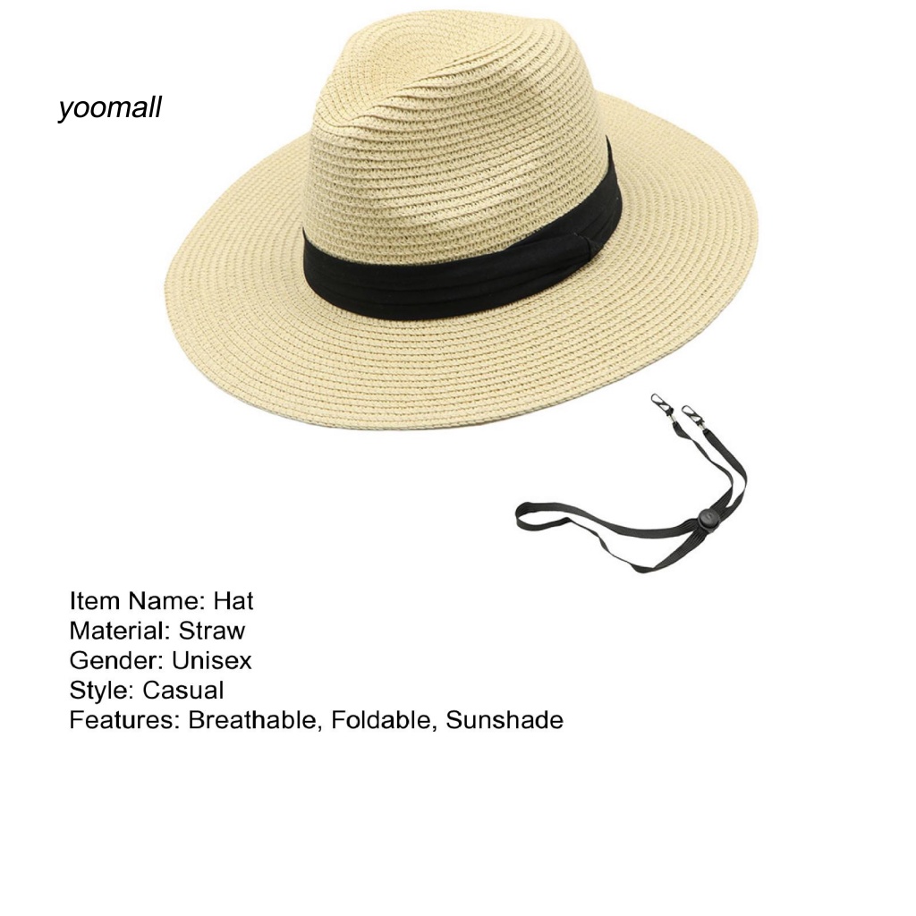 Mũ Rơm Vành Tròn Mềm Mại Chống Tia UV Màu Tương Phản Có Thể Gập Lại Cho Nam Và Nữ
