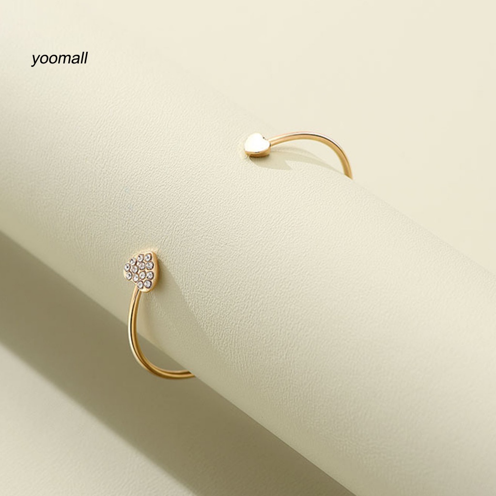 Vòng Tay Hở Mạ Vàng Hình Trái Tim Đính Đá Lấp Lánh Dễ Phối Đồ Thời Trang Cho Nữ