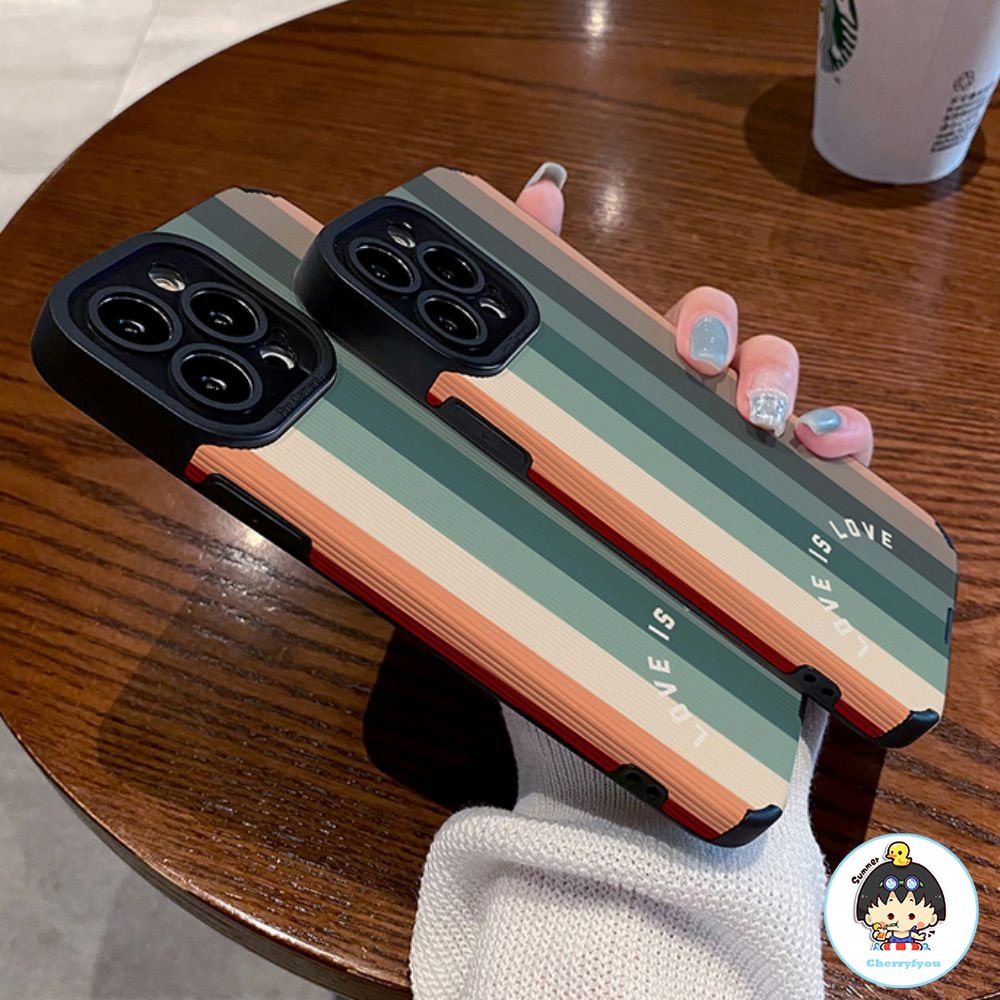 Ốp Điện Thoại Da Giả Viền Màu Cầu Vồng Cho IPhone 14 13 12 11 Pro Max X XR 8 7 Plus SE