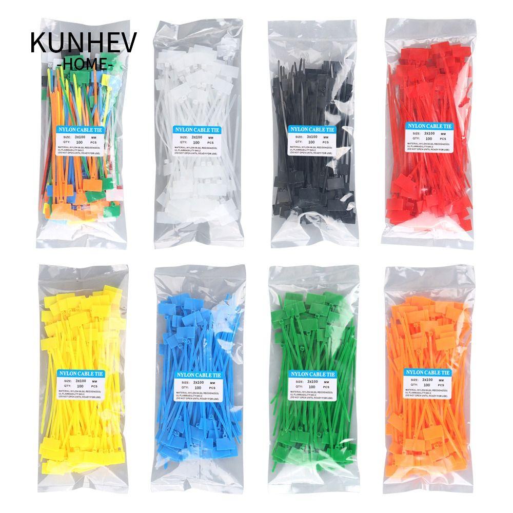 KUNHEV Set 100 Dây Rút Nylon Đánh Dấu Tự Khóa Dễ Dàng Tiện Dụng