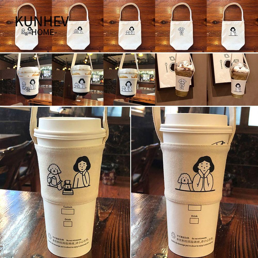 KUNHEV Mẫu Đơn Giá Đỡ Cốc Nước Bằng Vải Bạt Cách Nhiệt Ngoài Trời Họa Tiết Cô Gái Và