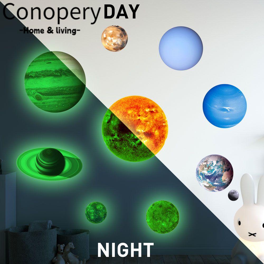 CONOPERY Miếng Dán Tường Trang Trí Hình Hệ Mặt Trăng / Ngôi Sao Màu Dạ Quang