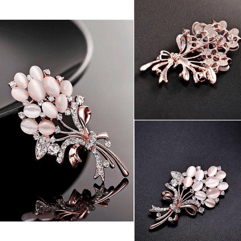 ROSE Set 2 Ghim Cài Áo Hình Bó Hoa Hồng Đính Đá Thời Trang