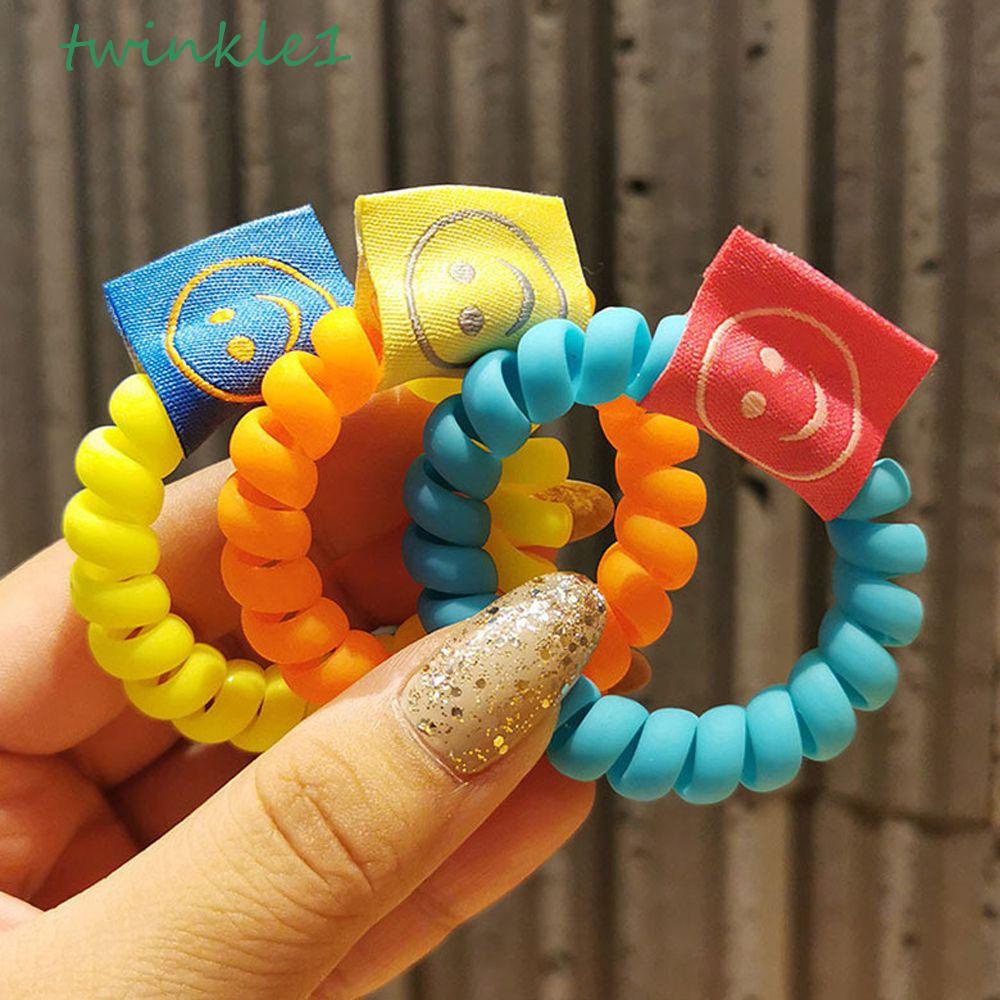 Dây Buộc Tóc Co Giãn Họa Tiết Mặt Cười Phong Cách Hàn Quốc Độc Đáo Cho Nữ Giá Đỡ