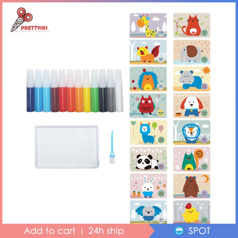 Bộ Dụng Cụ Vẽ Tranh Cát 12 Màu Dành Cho Trẻ Em