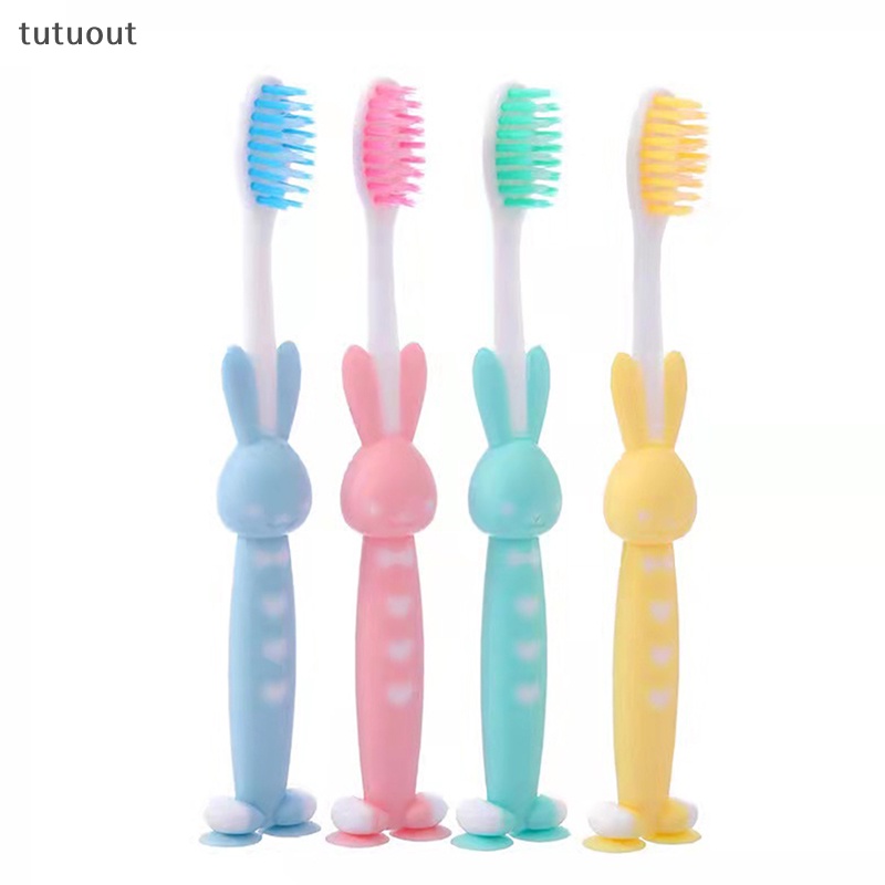 Set 4 Bàn Chải Đánh Răng Tay Cầm Ngắn Họa Tiết Hoạt Hình Cho Bé