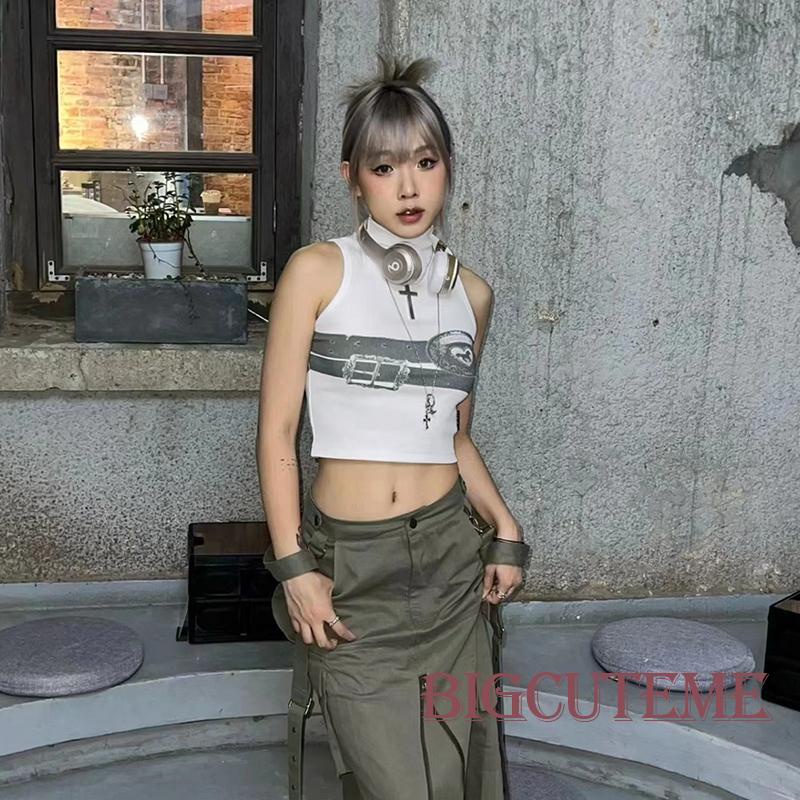 Áo Tank Top Sát Nách Cổ Cao In Họa Tiết Thời Trang Mùa Hè Cho Nữ