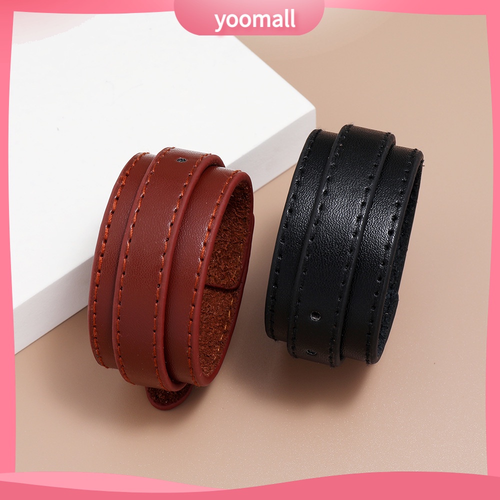 Vòng Tay Da Bò Thiết Kế Đơn Giản Phong Cách punk Âu Mỹ Cho Nam