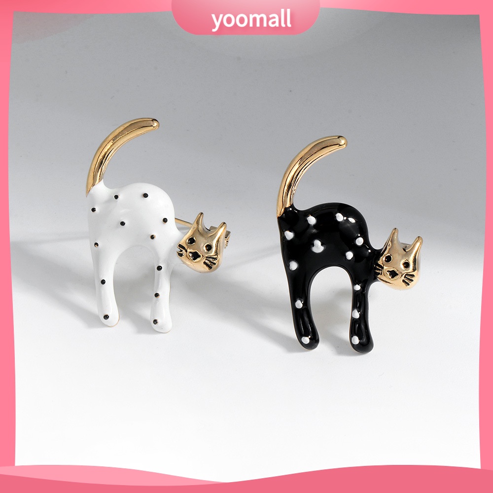 [YM] Trâm Cài Áo Hình Mèo Hoạt Hình Đốm Dầu