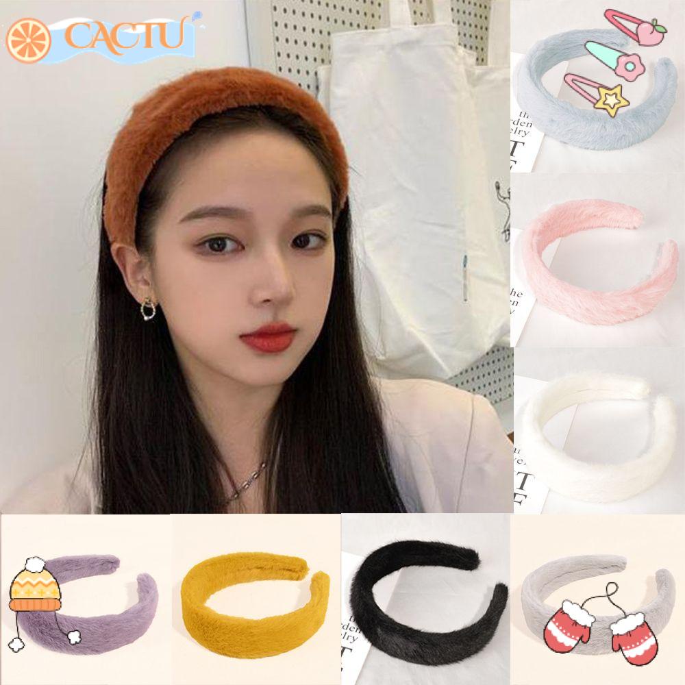 CACTU Băng Đô Cài Tóc Bản Rộng Giữ Ấm Nhiều Màu Tùy Chọn Cho Nữ