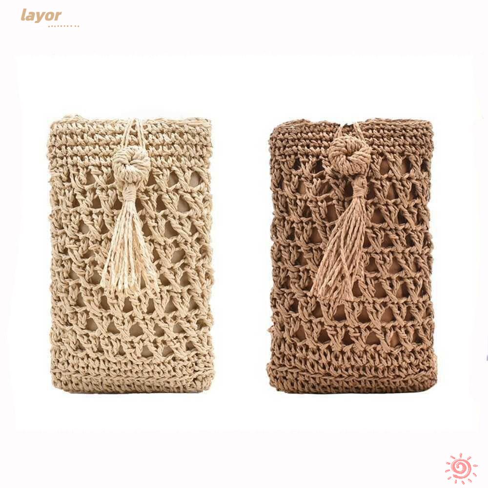 LAY Túi Cói Đan Tay Đựng Điện Thoại Thiết Kế Nhỏ Nhắn Phong Cách Cổ Điển Xinh Xắn