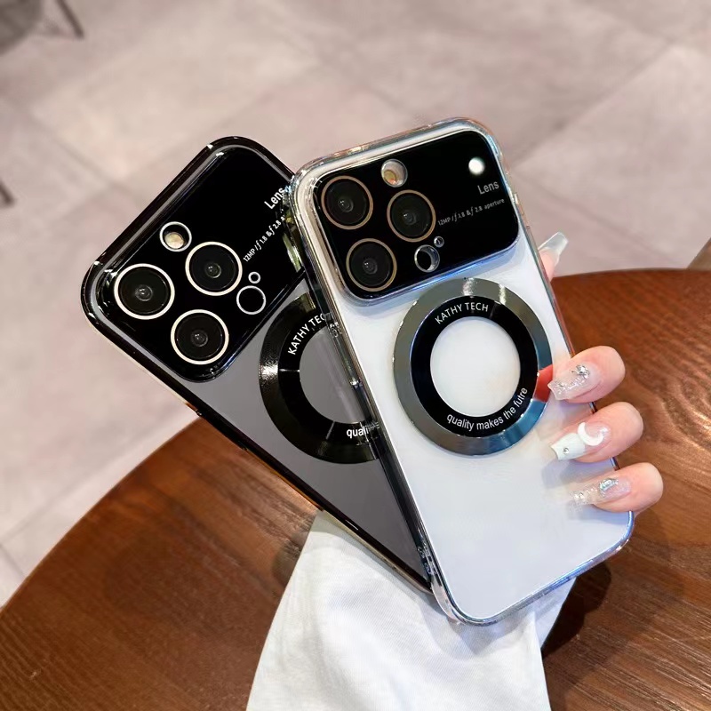 Ốp Điện Thoại iPhone 11 12 13 14 Pro max case ốp lưng điện thoại iphone 14 13 12 11 promax Dẻo Trong Suốt Tráng Gương Từ Tính Sang Trọng Chống Sốc Cho iP 11 12 13 14 Pro max plus