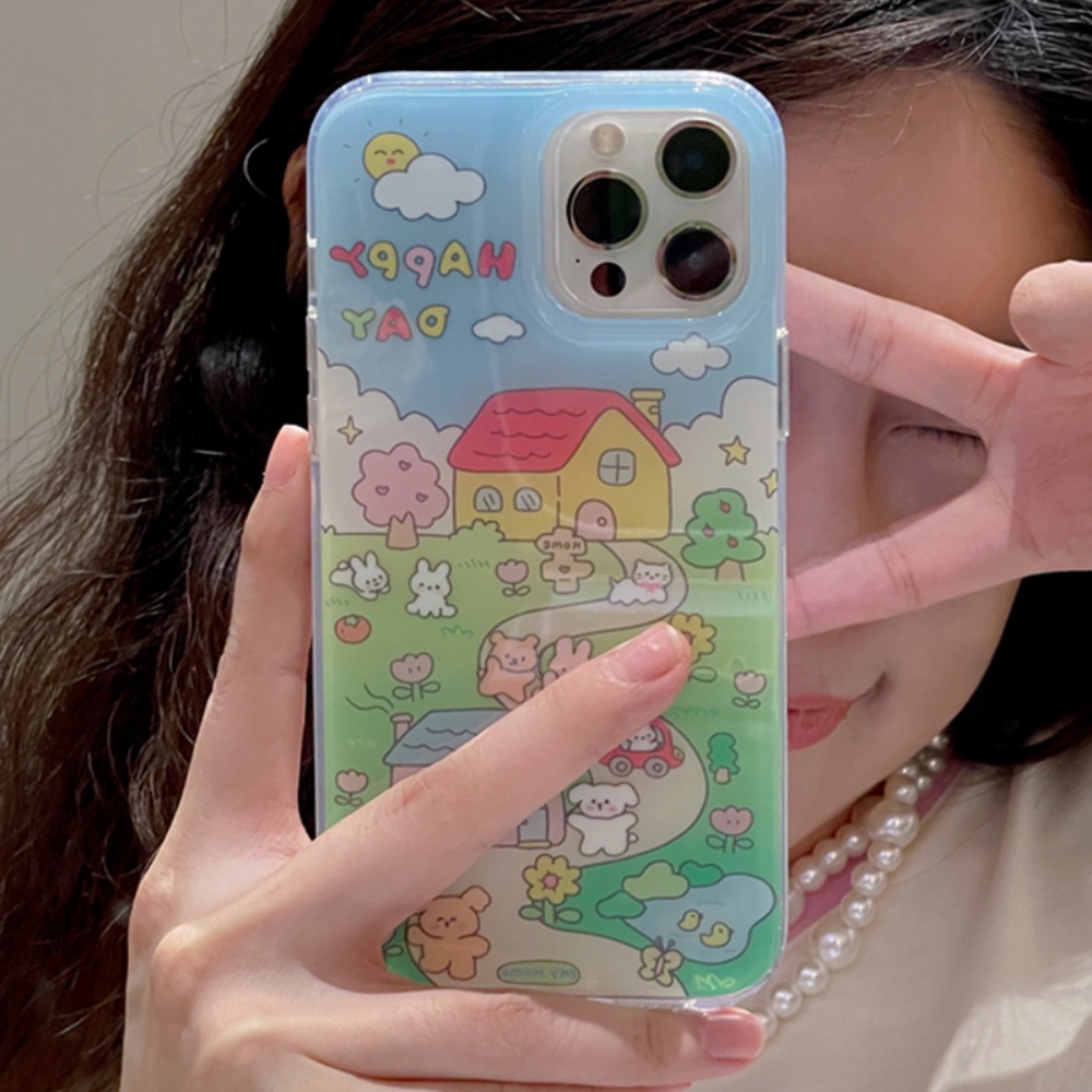 Ốp Điện Thoại TPU Mềm Chống Rơi Chống Dấu Vân Tay In Hình Thỏ / Gấu Dễ Thương Cho IPhone 11 12 13 14 Pro Max