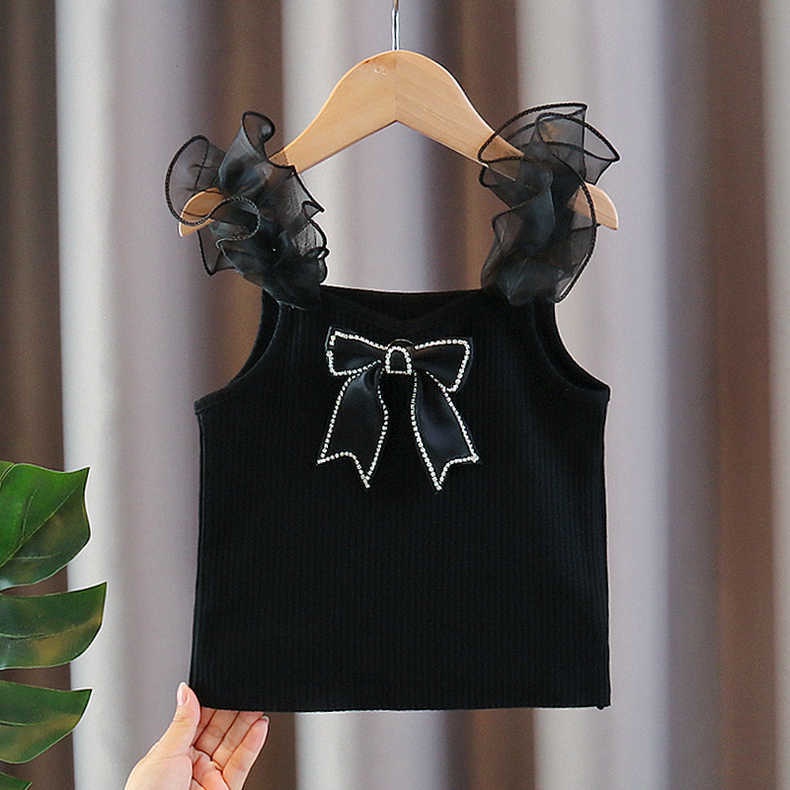 Áo Hai Dây Mùa Hè 2023 Thắt Nơ Phong Cách Phương Tây Cho Bé Gái