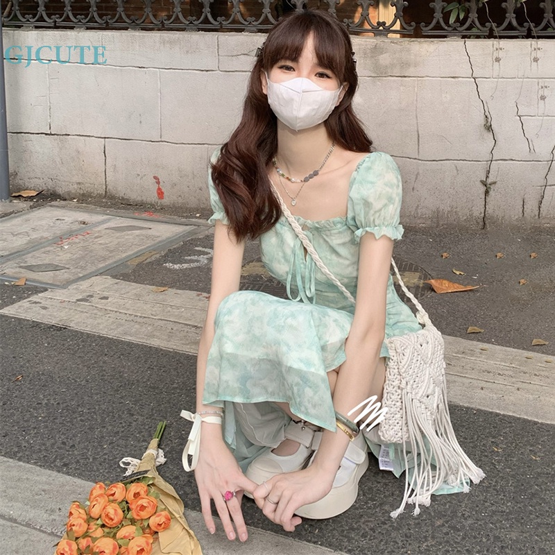 Đầm Midi Màu Nhuộm Tay Ngắn Thanh Lịch Thời Trang Mùa Hè Cho Nữ