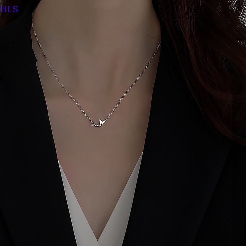 [HLS] Vòng cổ Mặt Hình Bướm Màu Vàng / Bạc Đính Đá Zircon Đơn Giản Thời Trang Phong Cách Hàn Quốc Cho Nữ