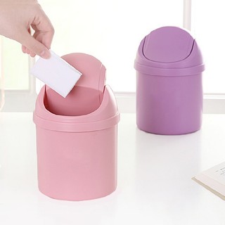 Mini Trash Can Storage Bucket Kitchen Plastic Desktop With Lid Small Trash Can