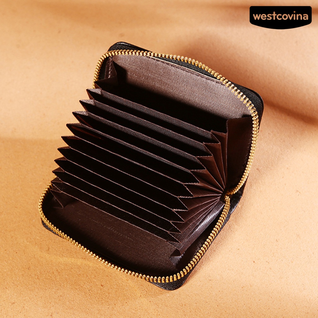 [WSTN]✎Ví Da Nhiều Ngăn Màu Trơn Có Khóa Kéo Nhỏ Gọn Thời Trang Cho Nam Và Nữ