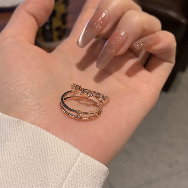 Nhẫn Vàng Hồng Đính Đá Zircon Đơn Giản Chất Lượng Cao Cho Nữ