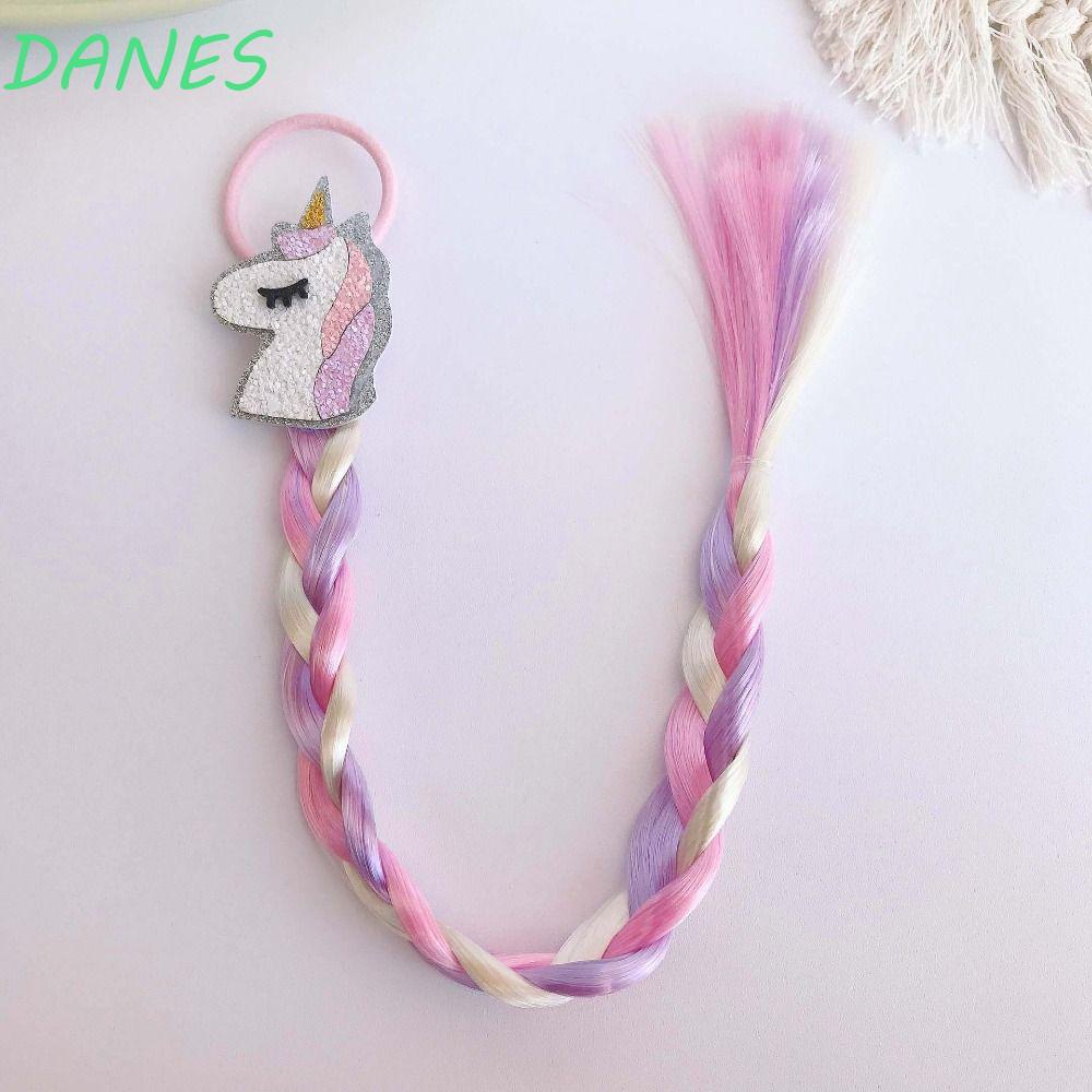 DANES Bộ Tóc Giả Kiểu Nơ Dài Bằng Cao Su Màu Hồng Dễ Thương Dùng Làm Đạo Cụ Chụp Ảnh Cho Bé