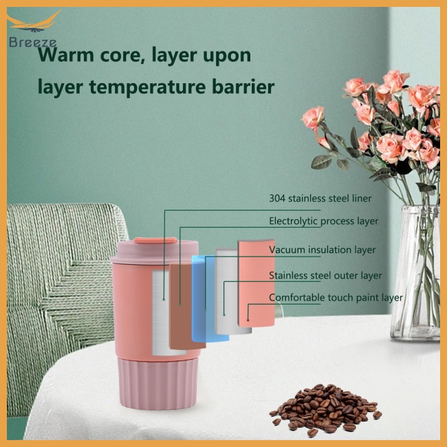 Cốc Cà Phê Cách Nhiệt Bằng Thép Không Gỉ 304 360ml Chống Bỏng Có Thể Tái Sử Dụng