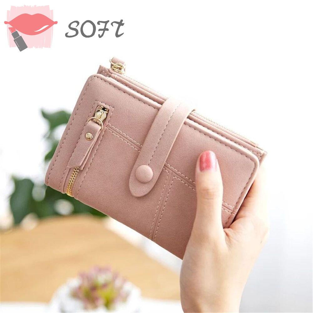 SOFTNESS Ví Ngắn Phối Nút Đa Năng Thời Trang