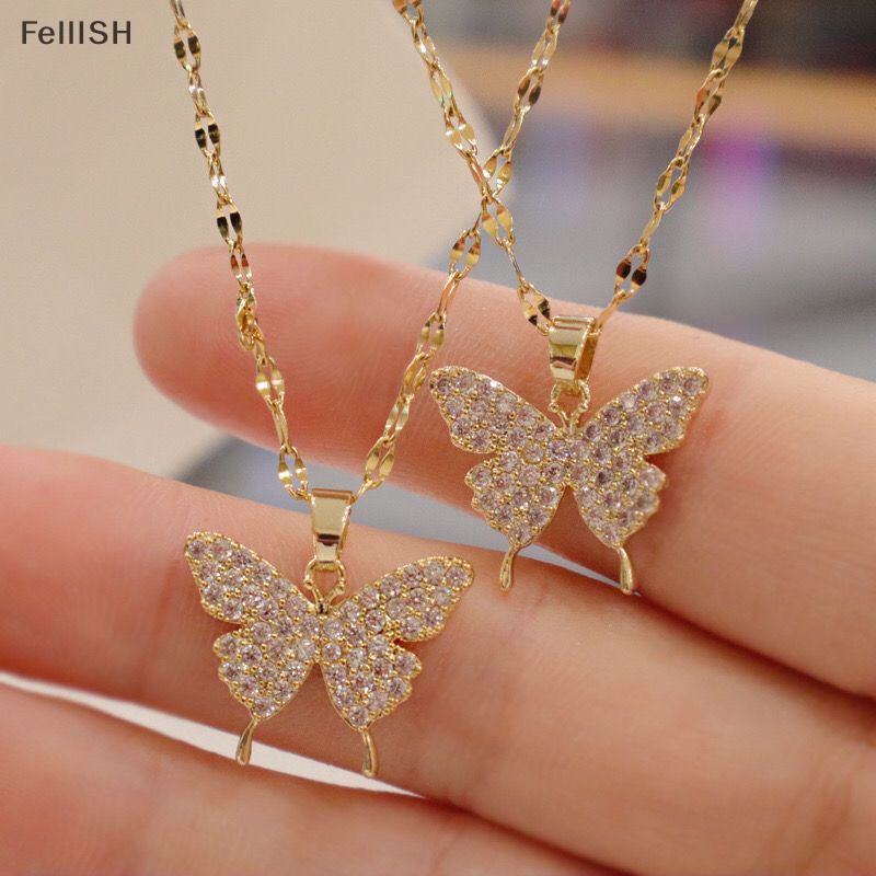 Vòng cổ Mặt Hình Bướm Đính Pha Lê Lấp Lánh Thời Trang Cho Nữ 439br