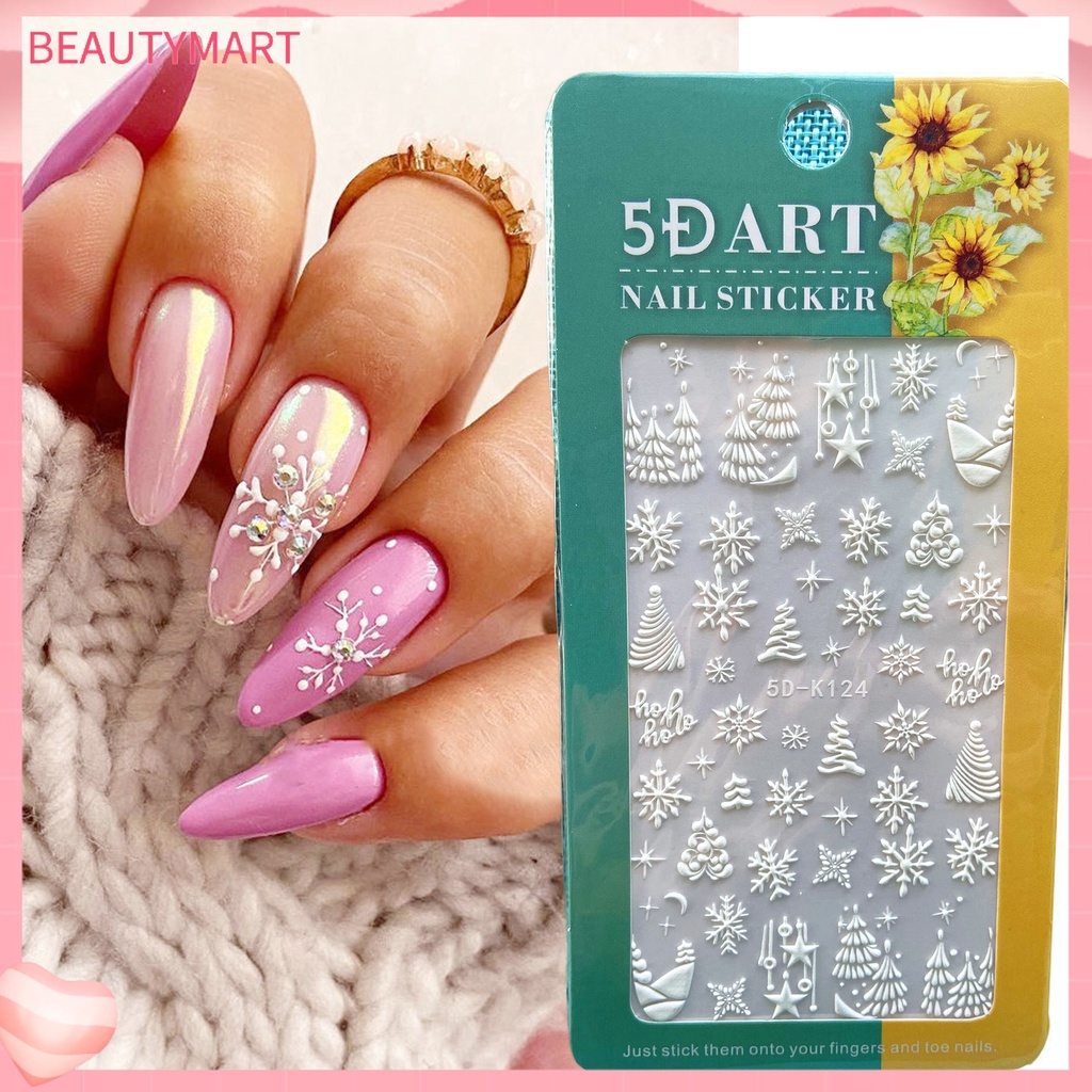 Nhãn Dán Móng Tay Siêu Mỏng Họa Tiết Giáng Sinh Tinh Tế Dính Mạnh Mẽ