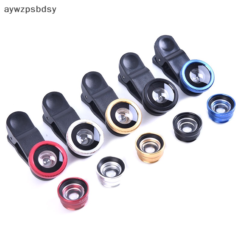 Mắt cá điện thoại di động 3IN1 + Ống kính Camera góc rộng + macro cho điện thoại di động phổ thông mới