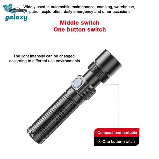 Galaxy Đèn Pin Led Mini Đa Năng Sạc Được