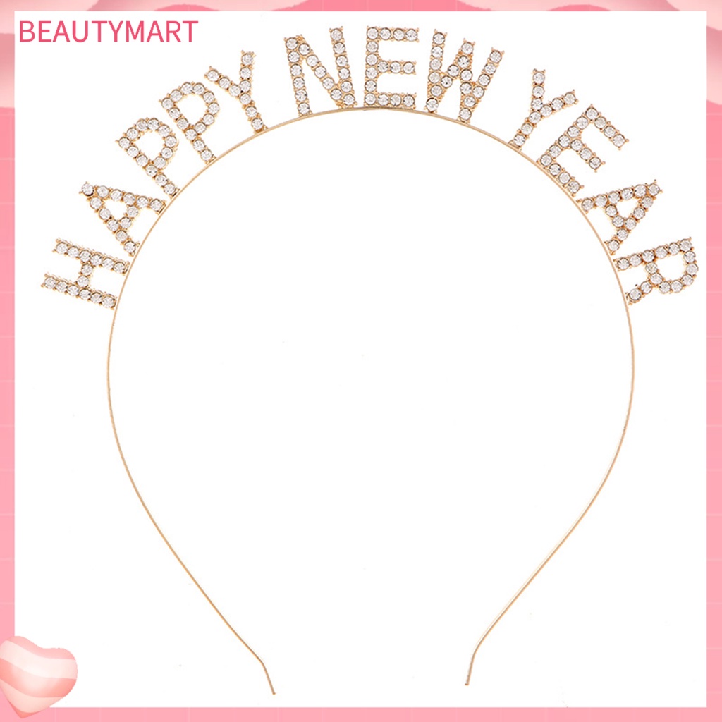 Băng Đô Cài Tóc Co Giãn Chống Trượt Đính Đá Lấp Lánh Mừng Năm Mới