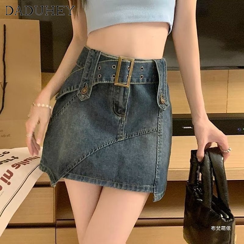 DaDuHey✨ Retro Hip-Wrapped Short Skirt Denim Skirt Women's High Waist Slimming A- line Skirt Summer 2023 Hot Girl Anti-Exposure Skirt