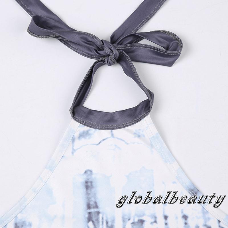 Áo Hai Dây Hở Lưng Dáng Ôm In Họa Tiết Phong Cách Cổ Điển Thời Trang Mùa Hè Quyến Rũ Cho Nữ