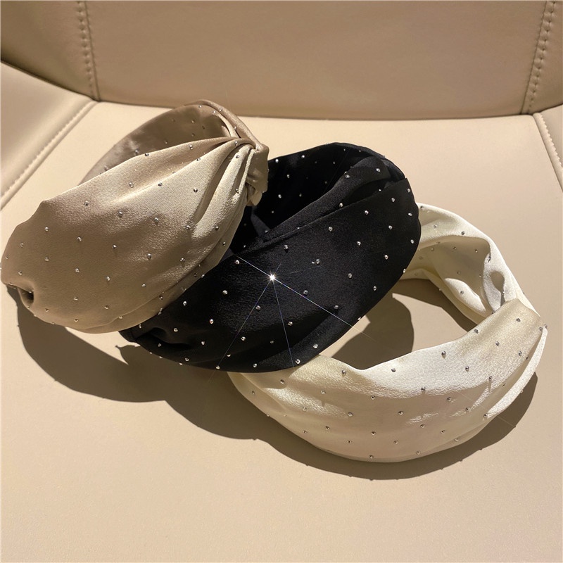 Băng Đô Vải Satin Bản Rộng Thắt Nút Kiểu Gypsophila Đơn Giản Phong Cách Hàn Quốc