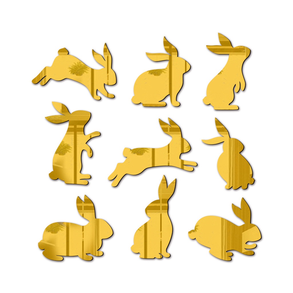 1 Bộ Đề Can Acrylic Tự Dính Hình Thỏ Tráng Gương Trang Trí Nhà Cửa