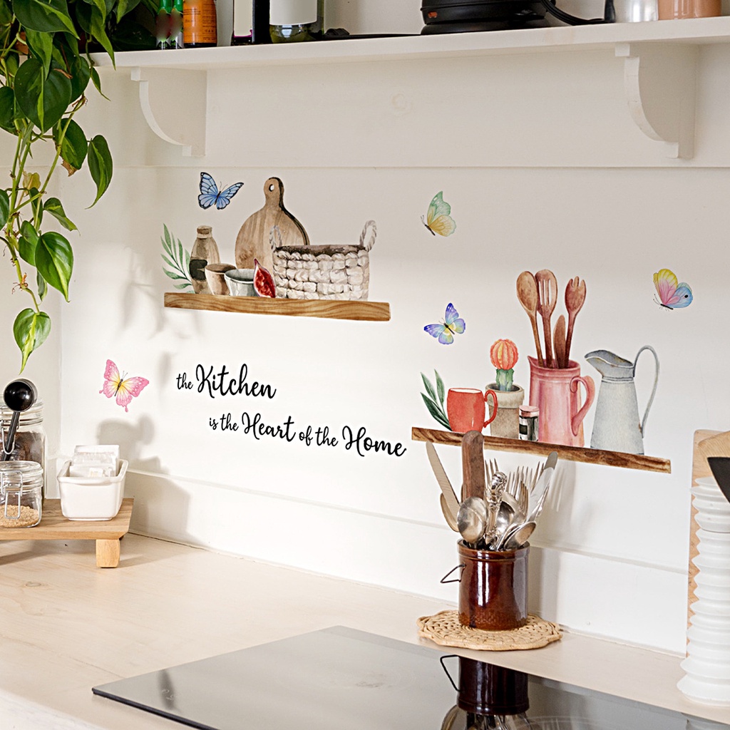 Giấy Dán Tường Tự Dính Chống Thấm Nước Họa Tiết Bướm Hoạt Hình Nhiều Màu Sắc 30x60cm Có Thể Tháo Gỡ Trang Trí Nhà Bếp