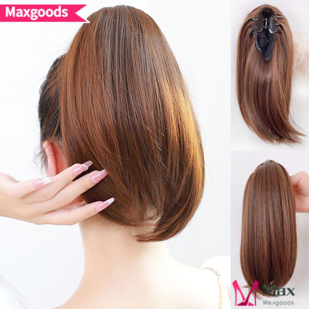 MAXG Tóc Giả Đuôi Ngựa Thẳng Ngắn Bằng Sợi Chịu Nhiệt Thiết Kế Mới