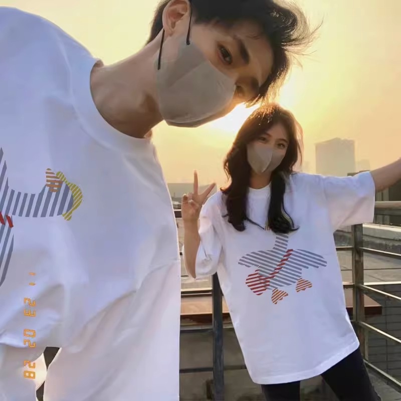 NRVP Áo Thun 100% Cotton Tay Ngắn In Họa Tiết Hoạt Hình Phong Cách Hàn Quốc Dành Cho Nữ