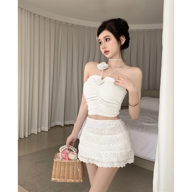 Áo Croptop Sát Nách Hở Vai Phong Cách Hàn Quốc Quyến Rũ Dành Cho Nữ