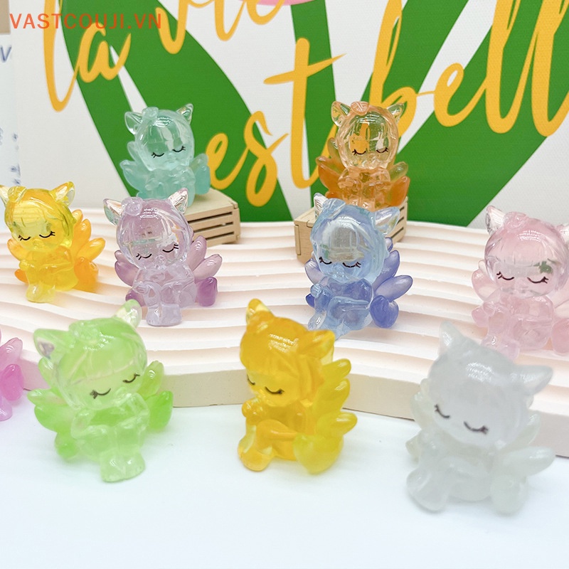 Set 2 Tượng Cáo Chín Đuôi Bằng Nhựa Phát Sáng Trong Bóng Tối Trang Trí Tiểu Cảnh / Nhà Búp Bê DIY