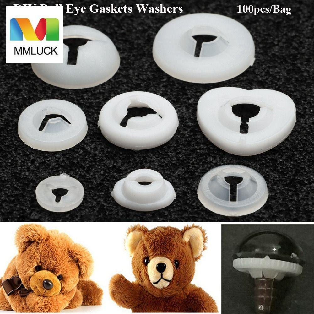 MMLUCK Set 100 Vòng Đệm Bằng Nhựa Hình Tròn Dùng Để Vệ Sinh Mắt / Mũi / Gấu Bông DIY